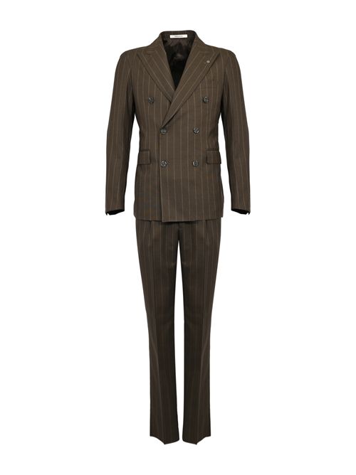 Abito doppiopetto in lana gessata Testa di moro Tagliatore | 2SVS20B11 120163 EM8411348